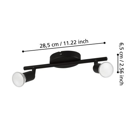 Eglo - LED Reflektorska lampa 2xGU10/2,8W/230V 3000K crno