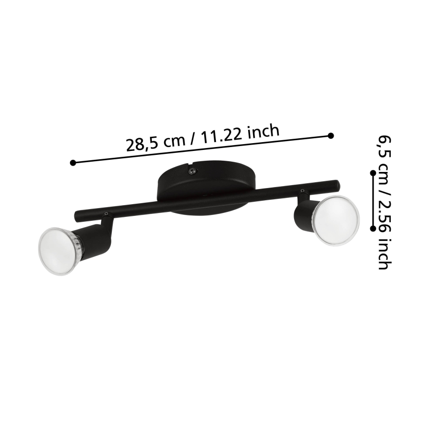 Eglo - LED Reflektorska lampa 2xGU10/2,8W/230V 3000K crno
