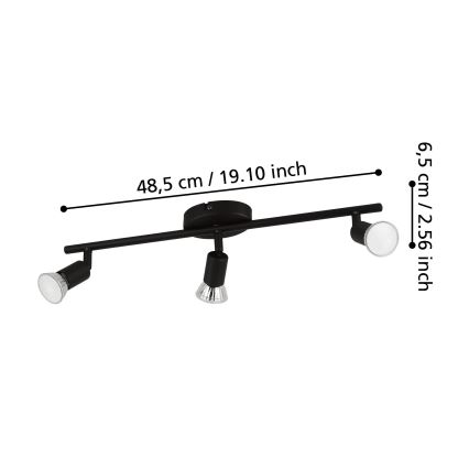 Eglo - LED Reflektorska lampa 3xGU10/2,8W/230V 3000K crno