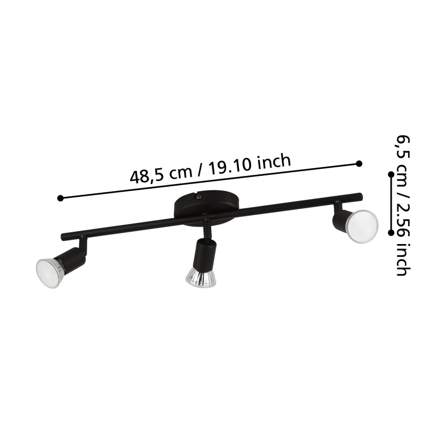 Eglo - LED Reflektorska lampa 3xGU10/2,8W/230V 3000K crno