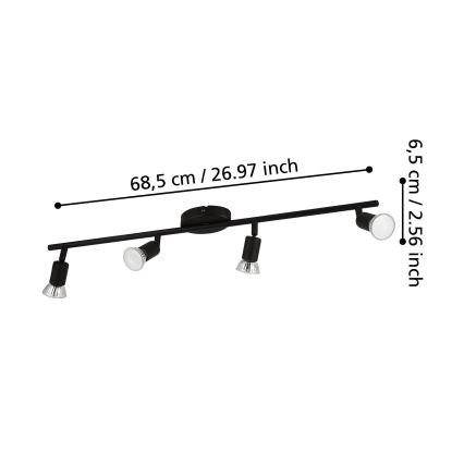 Eglo - LED Reflektorska lampa 4xGU10/2,8W/230V 3000K crno
