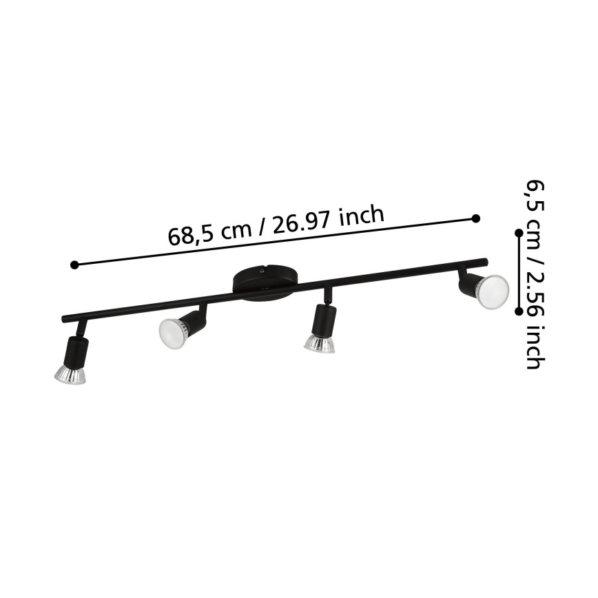 Eglo - LED Reflektorska lampa 4xGU10/2,8W/230V 3000K crno