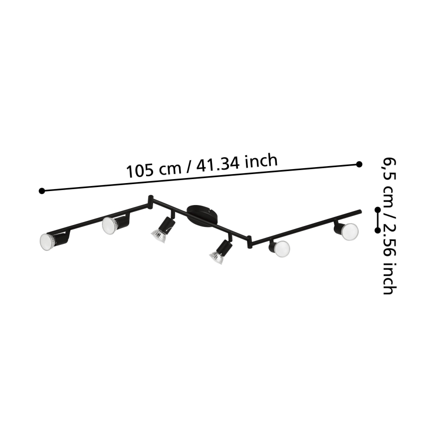 Eglo - LED Reflektorska lampa 6xGU10/2,8W/230V 3000K crno