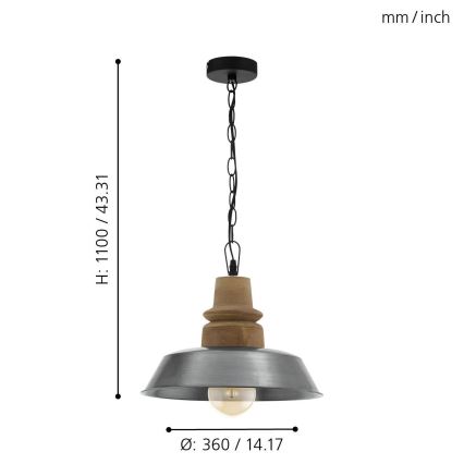 Eglo 33024 - Luster na lancu RIDDLECOMBE 1xE27/60W/230V