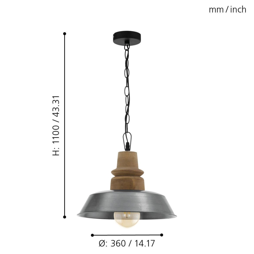 Eglo 33024 - Luster na lancu RIDDLECOMBE 1xE27/60W/230V