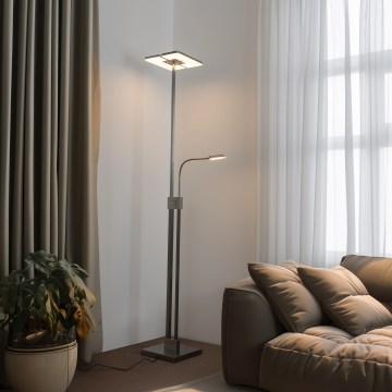 Eglo 33182 - LED Prigušiva podna lampa SOLANO 1xLED/26W/230V +1xLED/3,2W 3000K mat krom