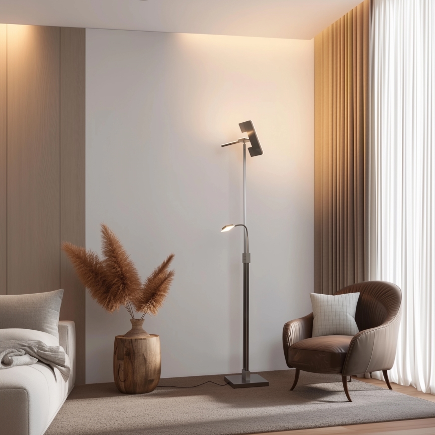 Eglo 33182 - LED Prigušiva podna lampa SOLANO 1xLED/26W/230V +1xLED/3,2W 3000K mat krom