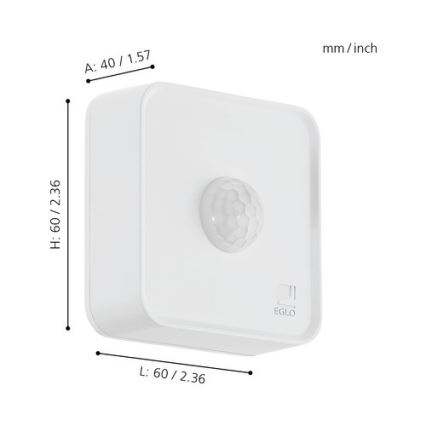 Eglo 33236 - Spoljašnji senzor pokreta CONNECT SENSOR 3xAA 12 m bela IP44