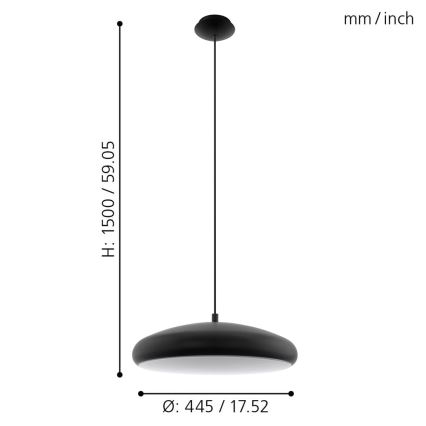 Eglo 33328 - LED RGBW Prigušivi luster na sajli RIODEVA-C LED/27W/230V 2700-6500K crno