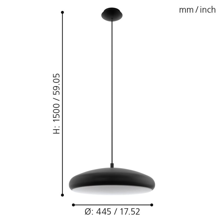 Eglo 33328 - LED RGBW Prigušivi luster na sajli RIODEVA-C LED/27W/230V 2700-6500K crno