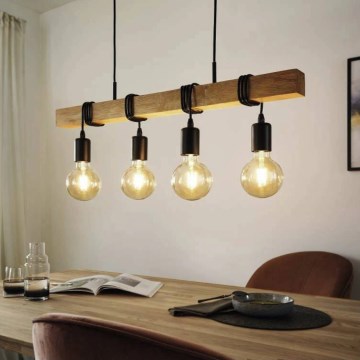 Eglo 33378 - LED luster na sajli TOWNSHEND 4xE27/4W/230V 2200K bež/crna