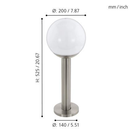 Eglo 33565 - LED Prigušiva spoljašnja lampa NISIA-C 1xE27/9W/230V 525 mm IP44