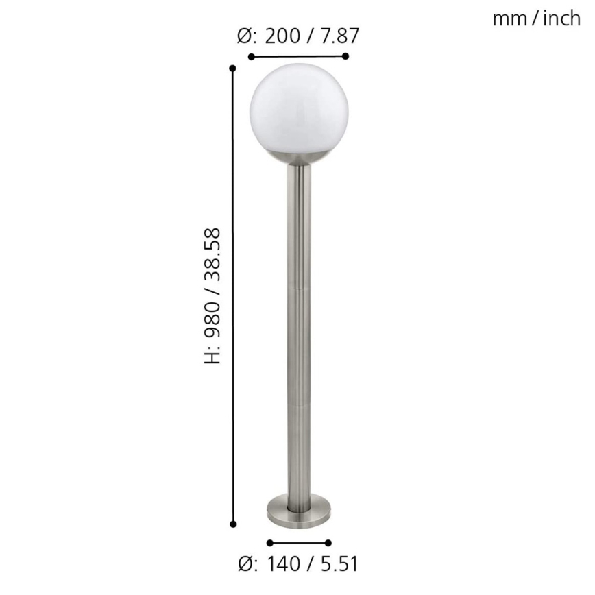 Eglo 33566 - LED Prigušiva spoljašnja lampa NISIA-C 1xE27/9W/230V 980 mm IP44