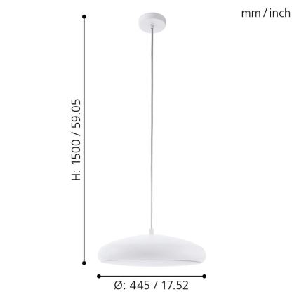 Eglo 33765 - LED RGBW Prigušivi luster na sajli RIODEVA-C LED/27W/230V 2700-6500K bela