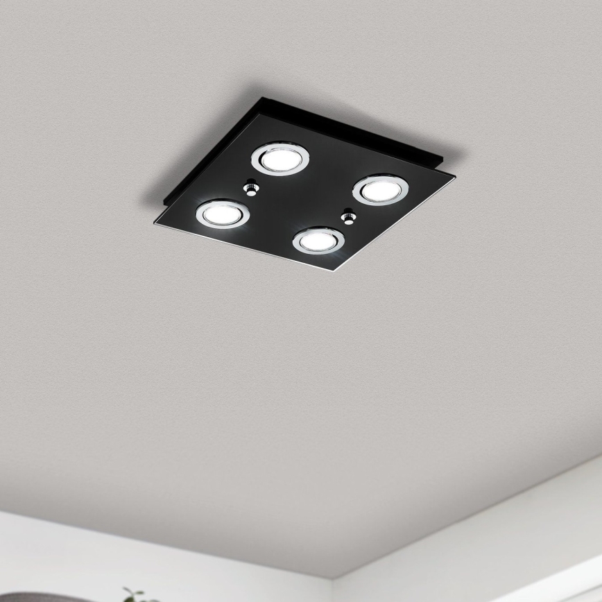 Eglo 33804 - LED plafonsko svetlo GRATTINO 4xGU10/2,8W/230V 3000K crna