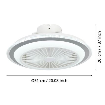 Eglo - LED Prigušivi plafonski ventilator LED/25,5W/230V bela/sivo 2700-6500K + Daljinski upravljač