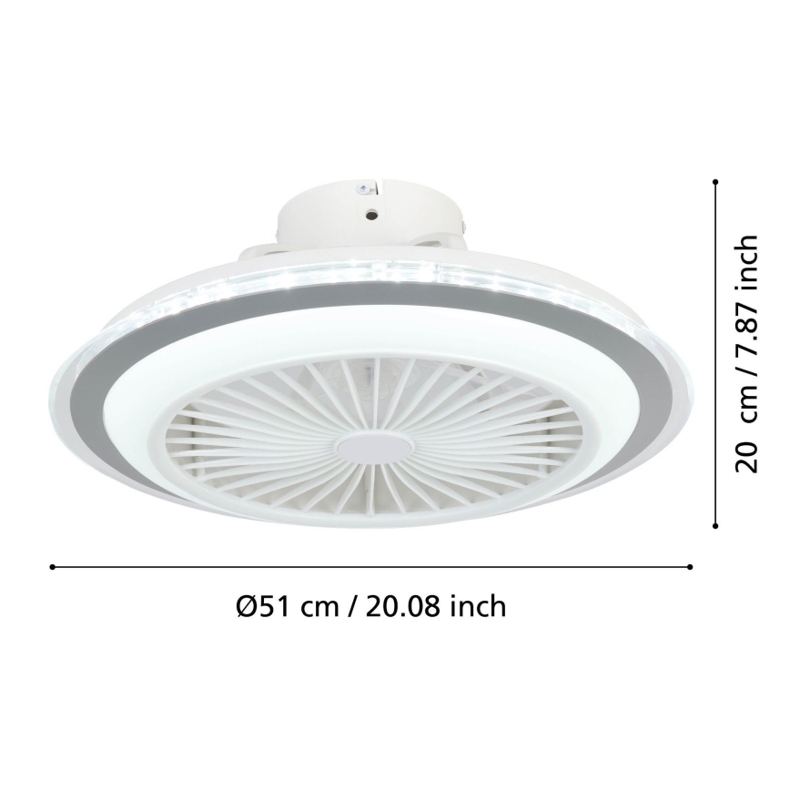 Eglo - LED Prigušivi plafonski ventilator LED/25,5W/230V bela/sivo 2700-6500K + Daljinski upravljač