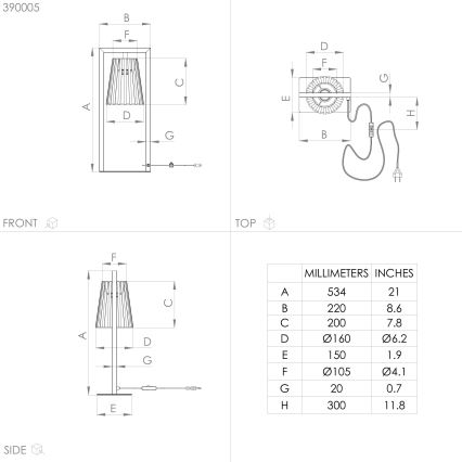 Eglo - Stona lampa 1xE27/40W/230V crno