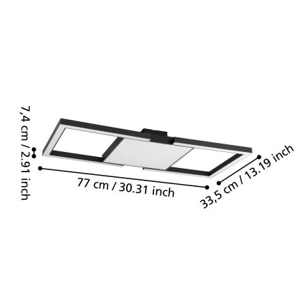 Eglo - LED Prigušiva plafonjera LED/26,2W/230V 2700-6500K crno + Daljinski upravljač