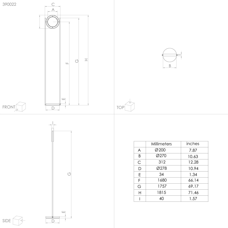 Eglo - LED Prigušiva podna lampa LED/20W/230V 3000K crno