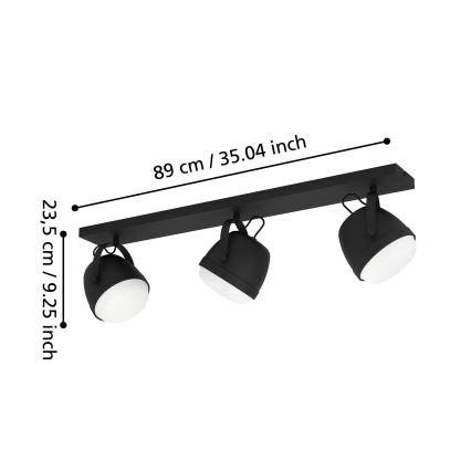 Eglo - Reflektorska lampa 3xE27/28W/230V crno