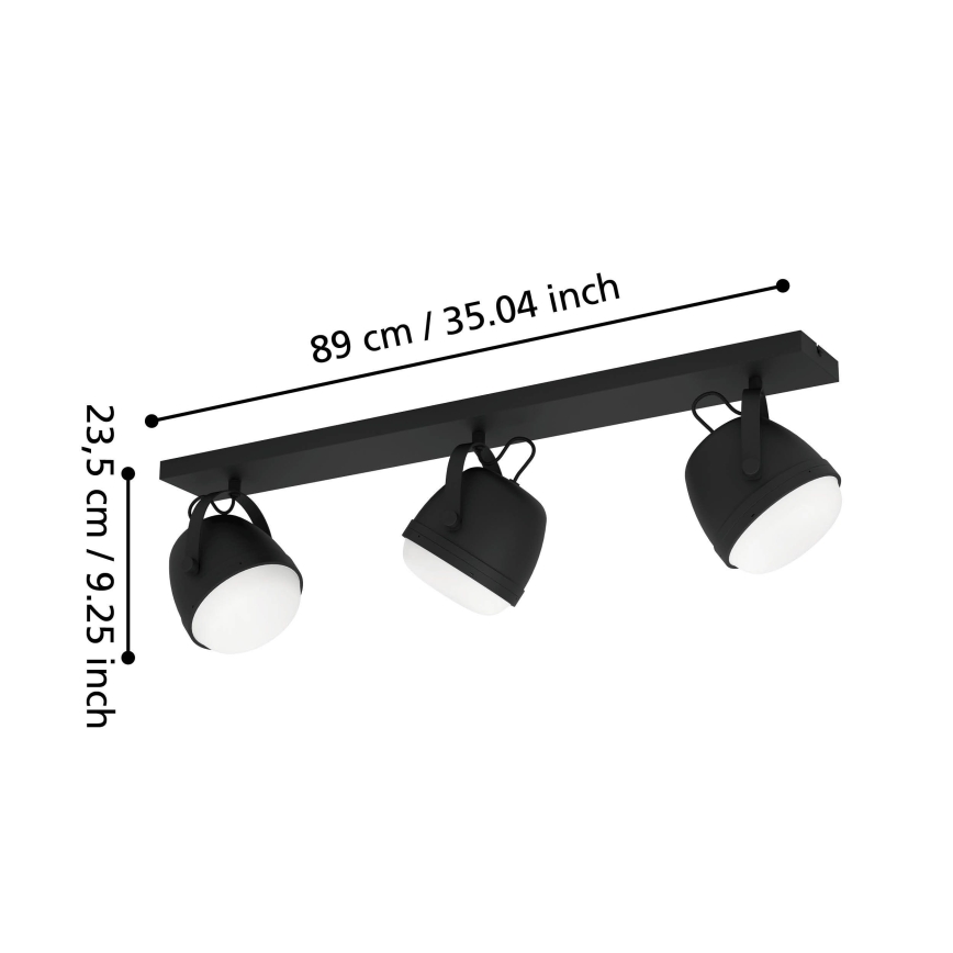 Eglo - Reflektorska lampa 3xE27/28W/230V crno