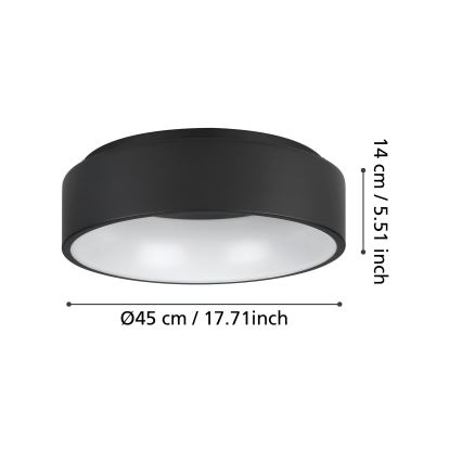 Eglo - LED Prigušiva plafonjera LED/25,5W/230V 3000K crno