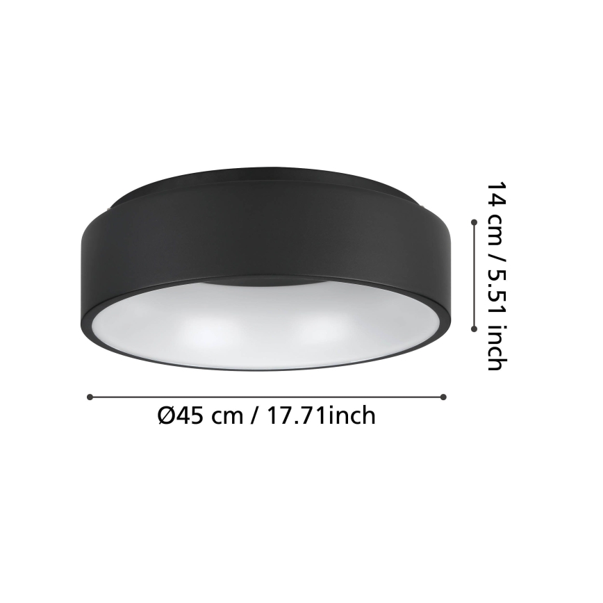 Eglo - LED Prigušiva plafonjera LED/25,5W/230V 3000K crno