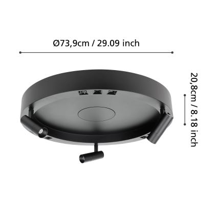 Eglo - LED Prigušiva plafonjera 3xLED/8W/230V + 3xLED/8,5W 3000K crno + Daljinski upravljač