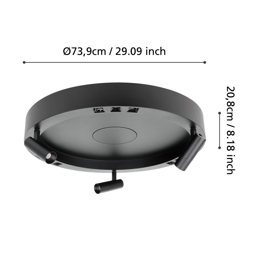 Eglo - LED Prigušiva plafonjera 3xLED/8W/230V + 3xLED/8,5W 3000K crno + Daljinski upravljač