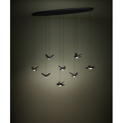 Eglo - LED Prigušivi luster na sajli 8xLED/4,2W/230V 3000K crno