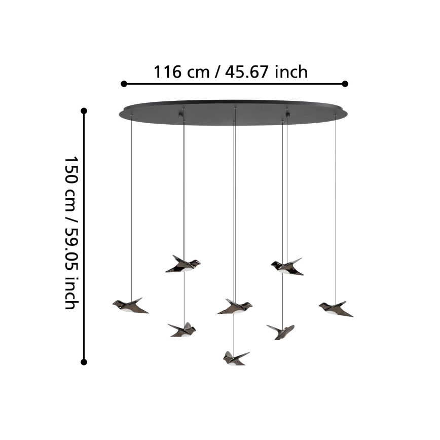 Eglo - LED Prigušivi luster na sajli 8xLED/4,2W/230V 3000K crno