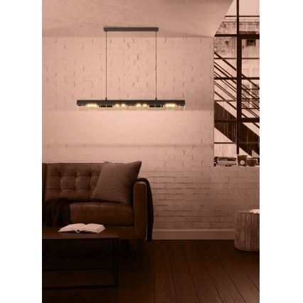 Eglo - Luster na sajli 4xE27/40W/230V crno/zlatna
