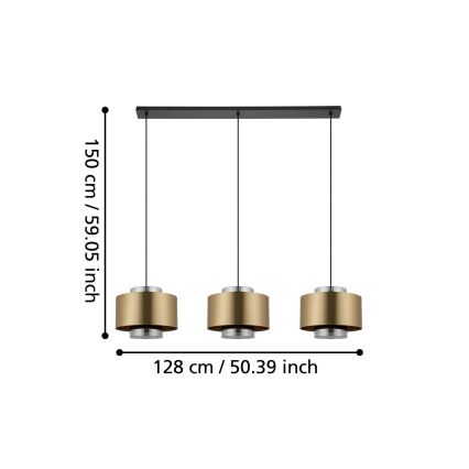 Eglo - Luster na sajli 3xE27/40W/230V zlatna