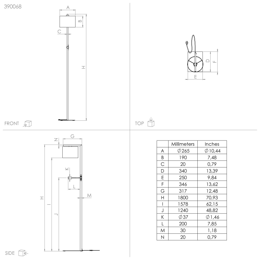 Eglo - Podna LED lampa 1xE27/40W/230V + LED/3,8W 3000K crno
