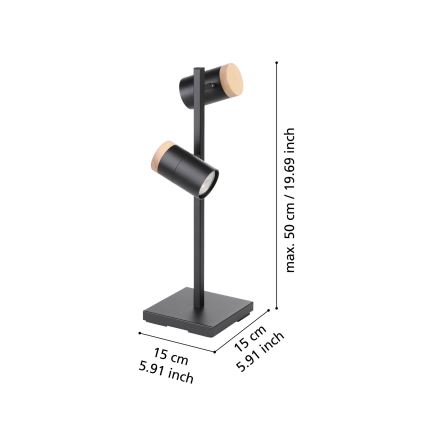 Eglo - LED Stona lampa 2xGU10/4,5W/230V 3000K crno/braon