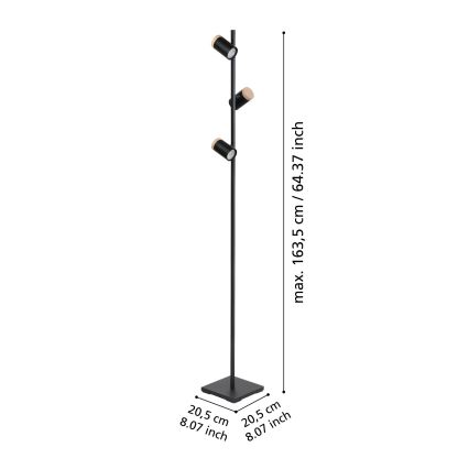 Eglo - Podna LED lampa 3xGU10/4,5W/230V 3000K crno/braon
