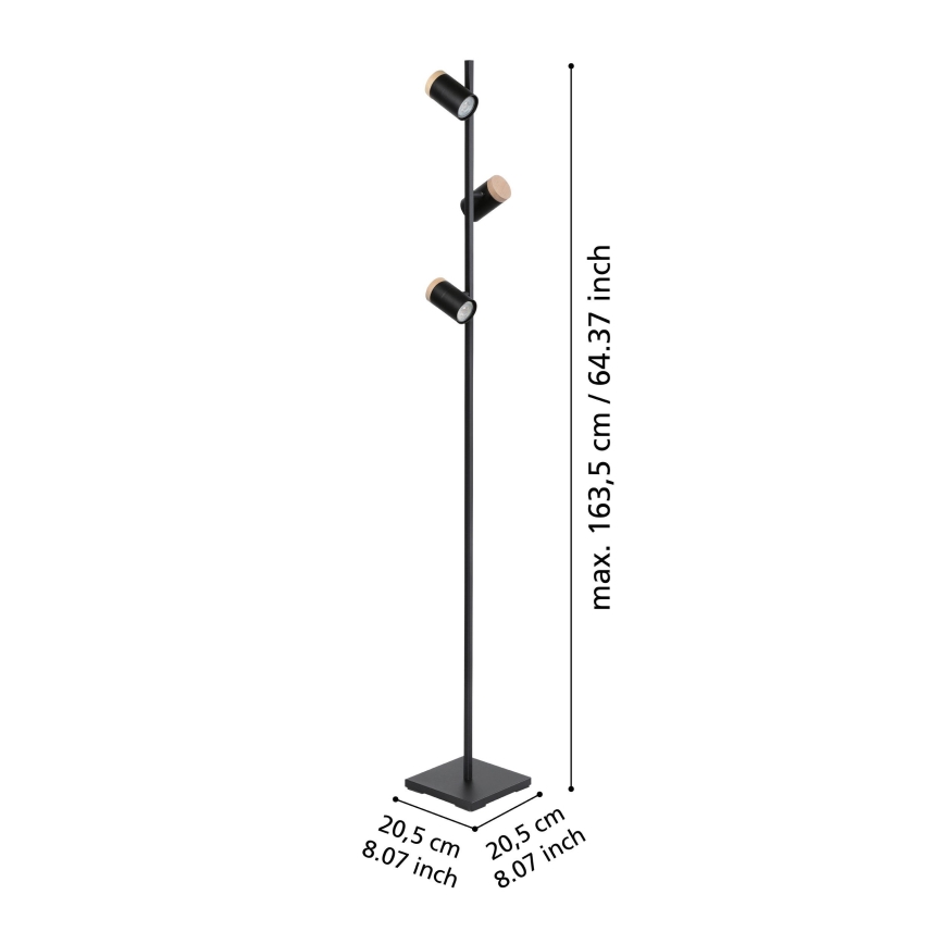Eglo - Podna LED lampa 3xGU10/4,5W/230V 3000K crno/braon