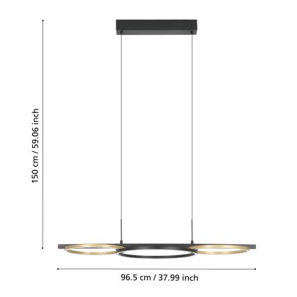 Eglo - LED Prigušivi luster na sajli 2xLED/12,5W/230V + LED/15,5W 3000K crno