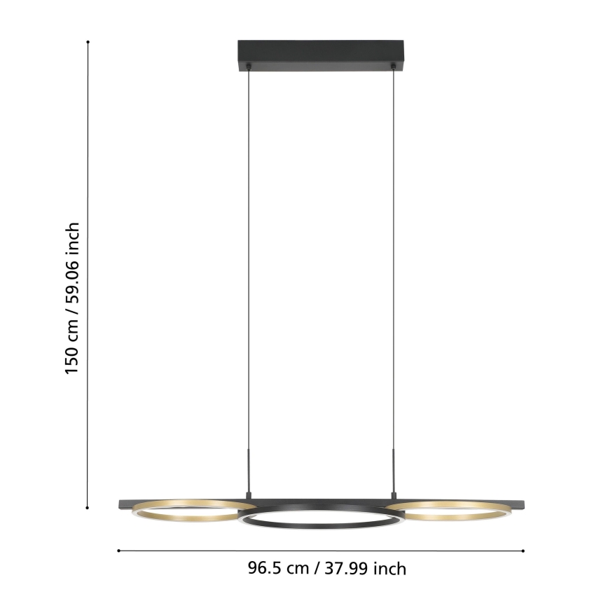 Eglo - LED Prigušivi luster na sajli 2xLED/12,5W/230V + LED/15,5W 3000K crno