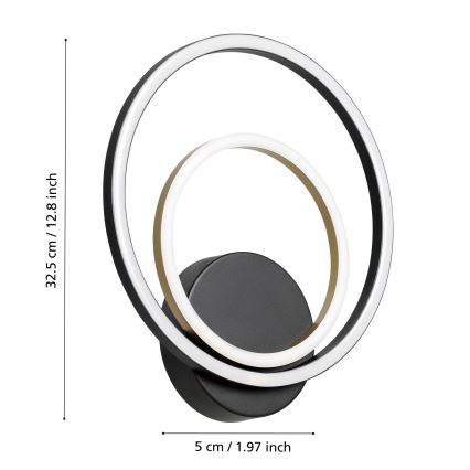 Eglo - LED Zidna lampa LED/12W/230V 3000K + 4xLED/2,1W 3000K crno