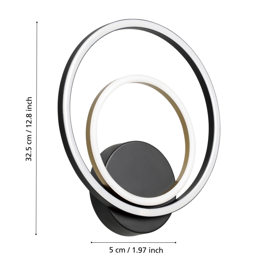 Eglo - LED Zidna lampa LED/12W/230V 3000K + 4xLED/2,1W 3000K crno