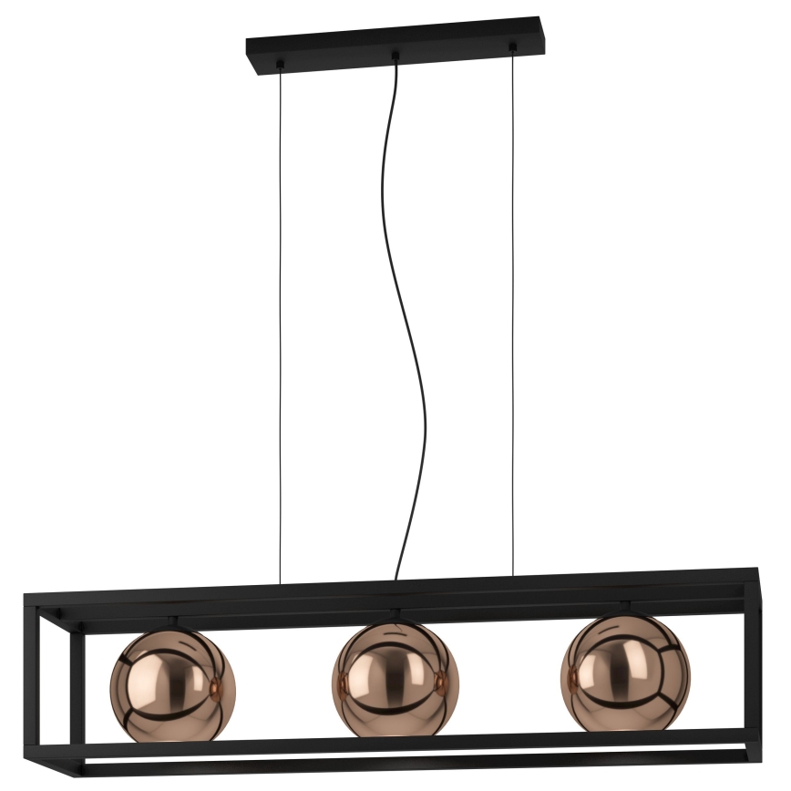 Eglo - Luster na sajli 3xE27/40W/230V bakrena/crno