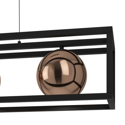 Eglo - Luster na sajli 3xE27/40W/230V bakrena/crno