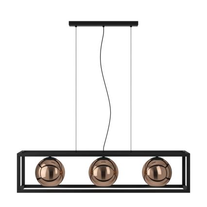 Eglo - Luster na sajli 3xE27/40W/230V bakrena/crno