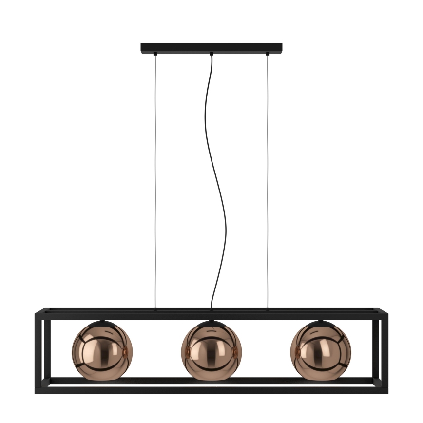 Eglo - Luster na sajli 3xE27/40W/230V bakrena/crno