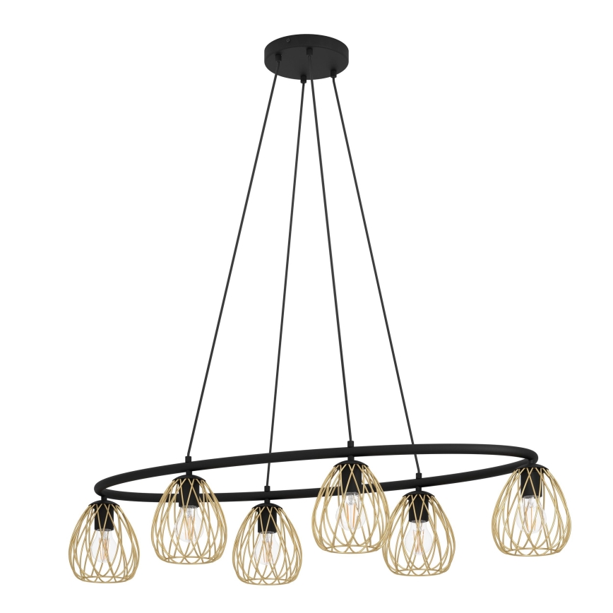 Eglo - Luster na sajli 6xE27/40W/230V crno/zlatna