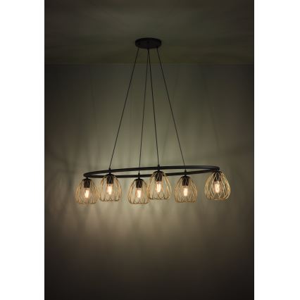Eglo - Luster na sajli 6xE27/40W/230V crno/zlatna