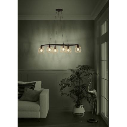 Eglo - Luster na sajli 6xE27/40W/230V crno/zlatna