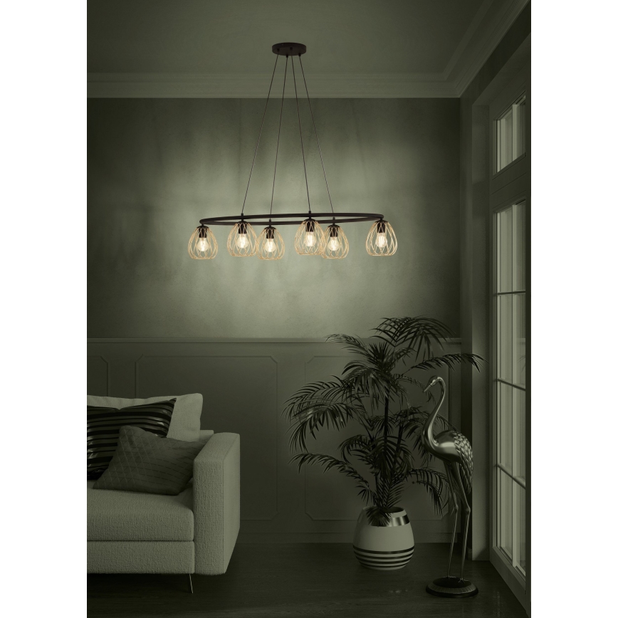 Eglo - Luster na sajli 6xE27/40W/230V crno/zlatna